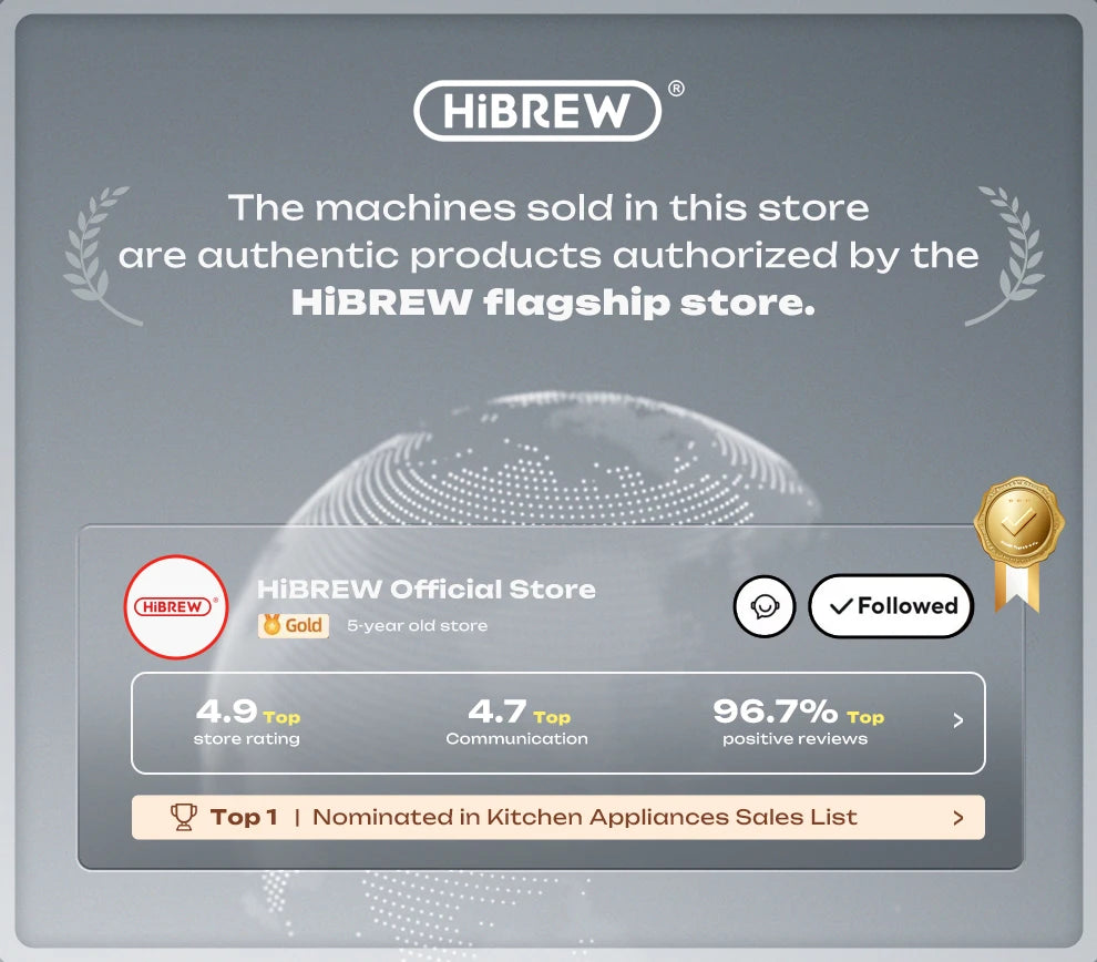 HiBREW H10A 20-Bar Semi-Automatic Espresso Machine