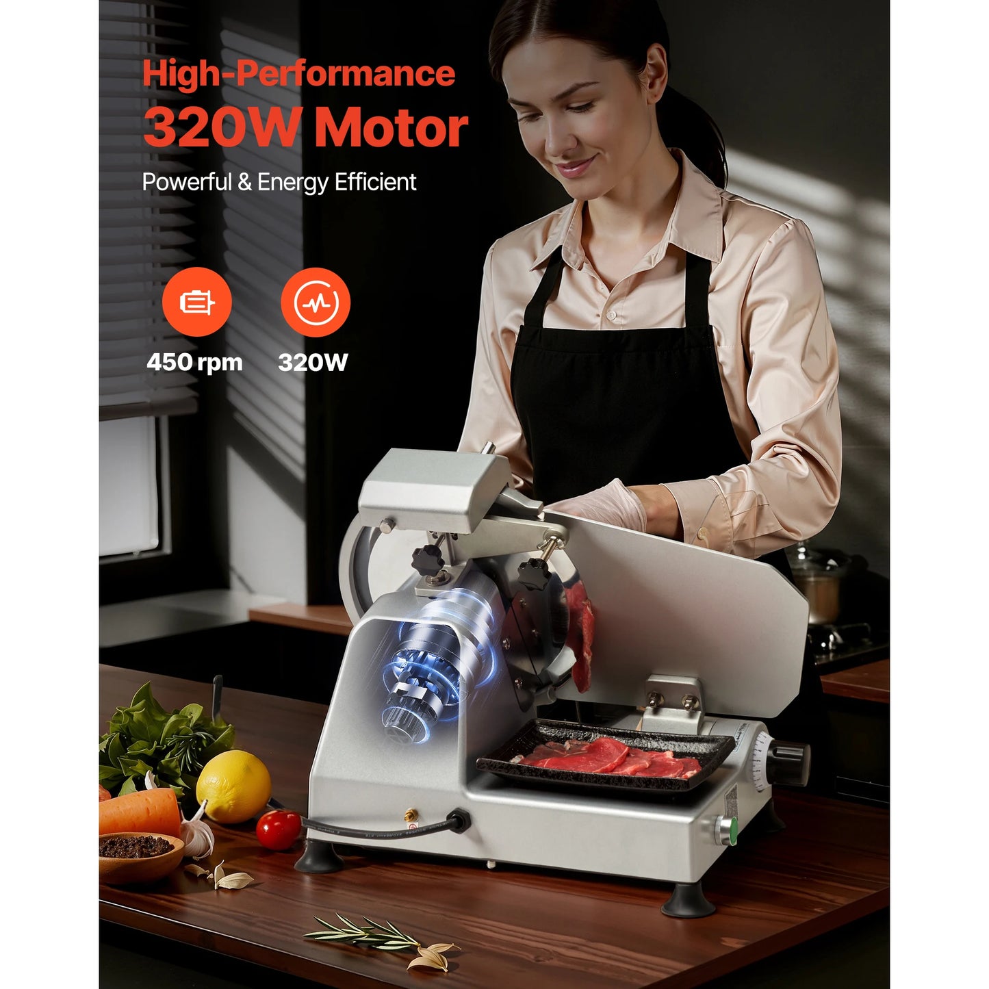 320W Commercial Meat Slicer With SUS420 Blade For Precise Slicing