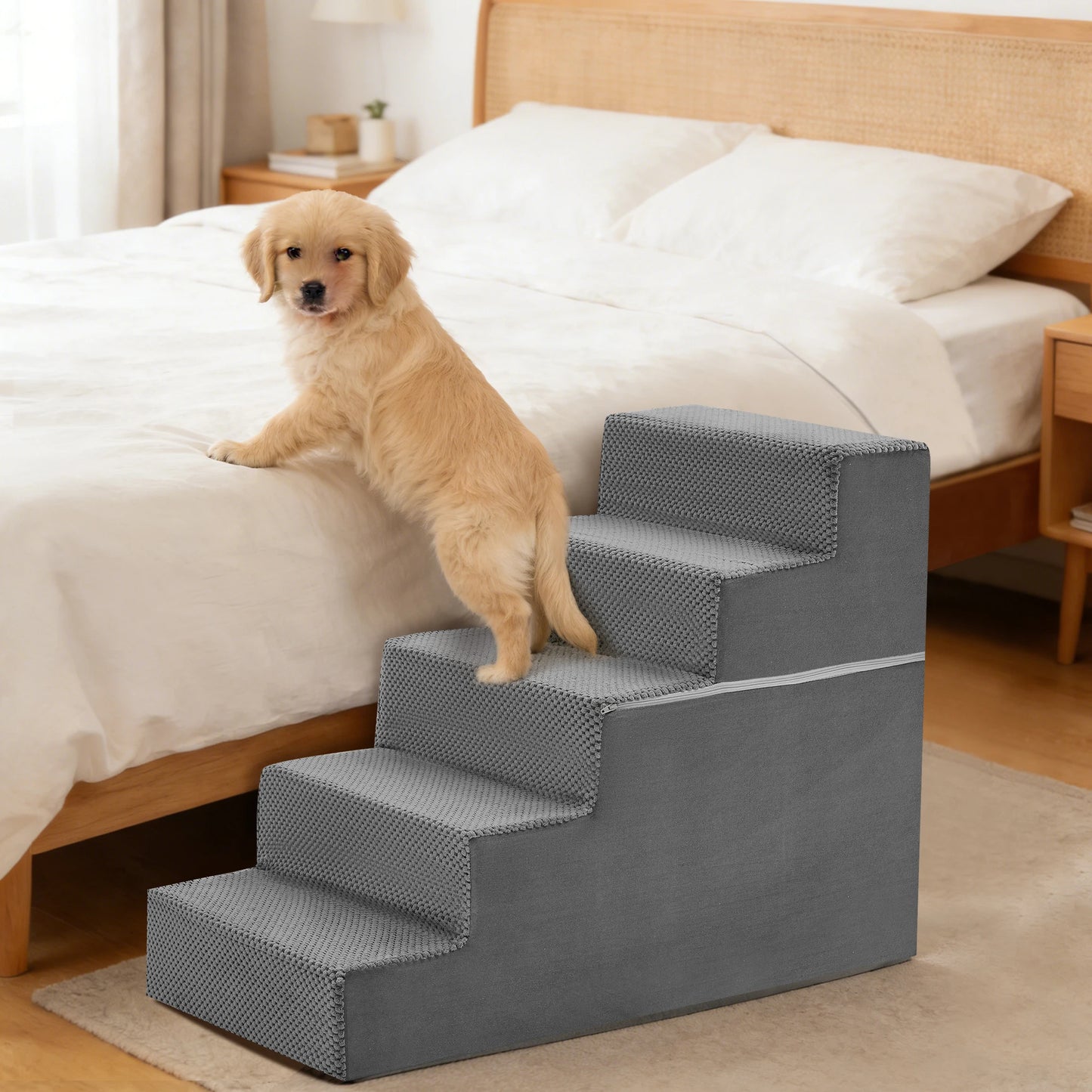 High-Density Foam Pet Stairs With Washable Cover – 3, 4 or 5 Steps