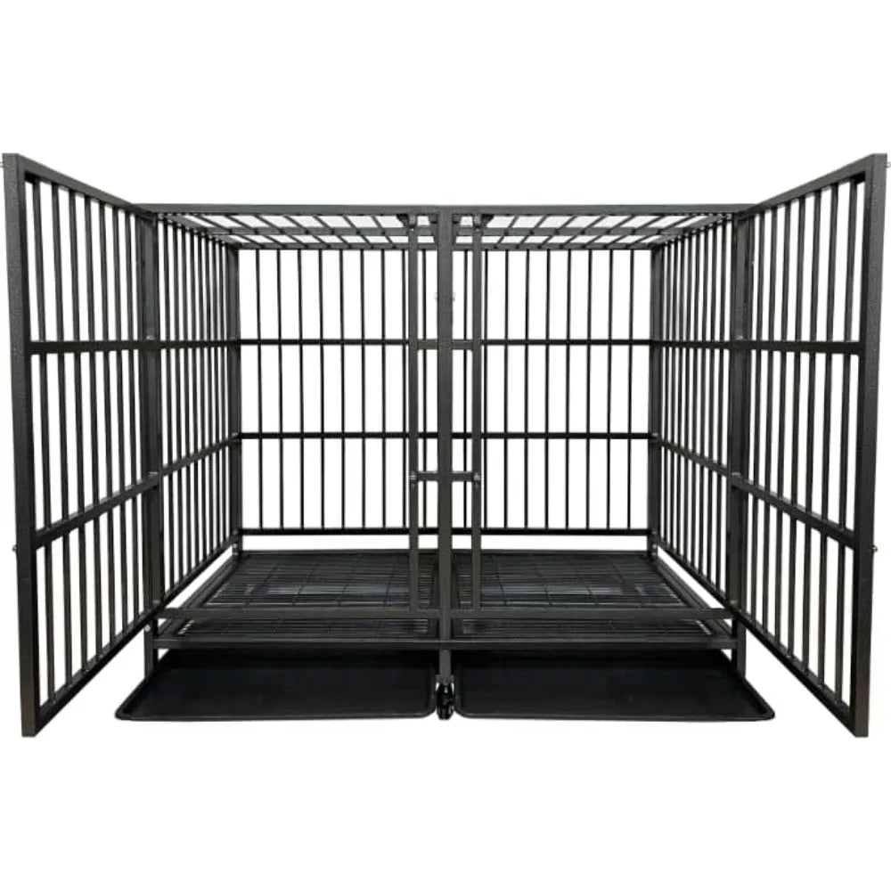 Heavy Duty Indestructible Dog Crate With Divider For Two