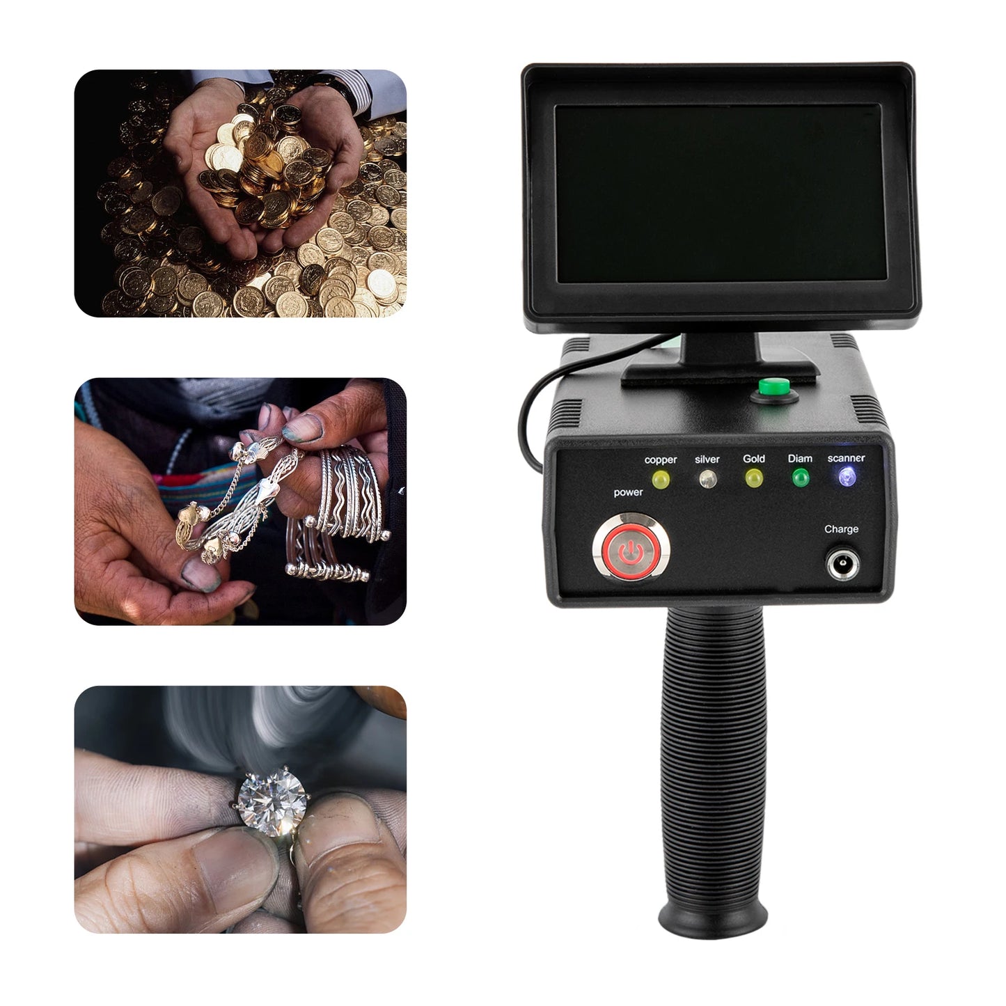 Durable Metal Detector Gold Silver Copper Diamonds With LED