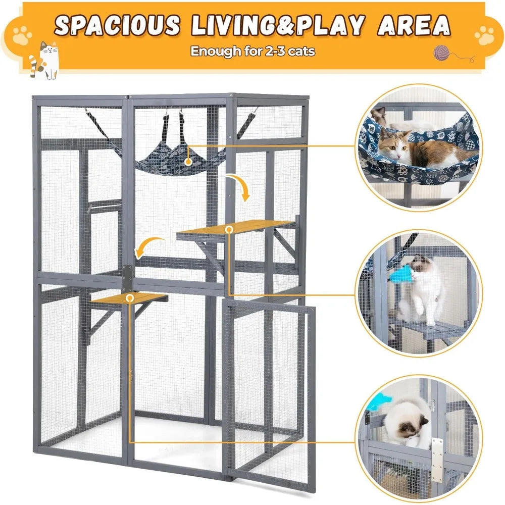Enhanced Outdoor Cat Enclosure With Indoor Patio And Window Access