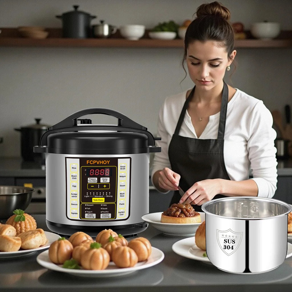 Electric Instant Pressure Cooker With Stainless Steel Liner Safe Venting