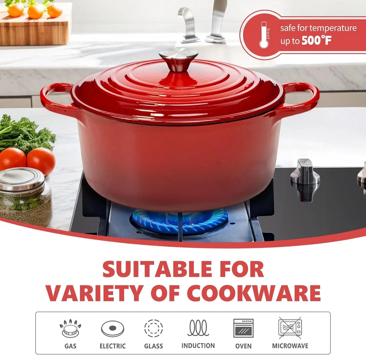 7-Qt Enameled Cast Iron Dutch Oven with Lid & Dual Handles
