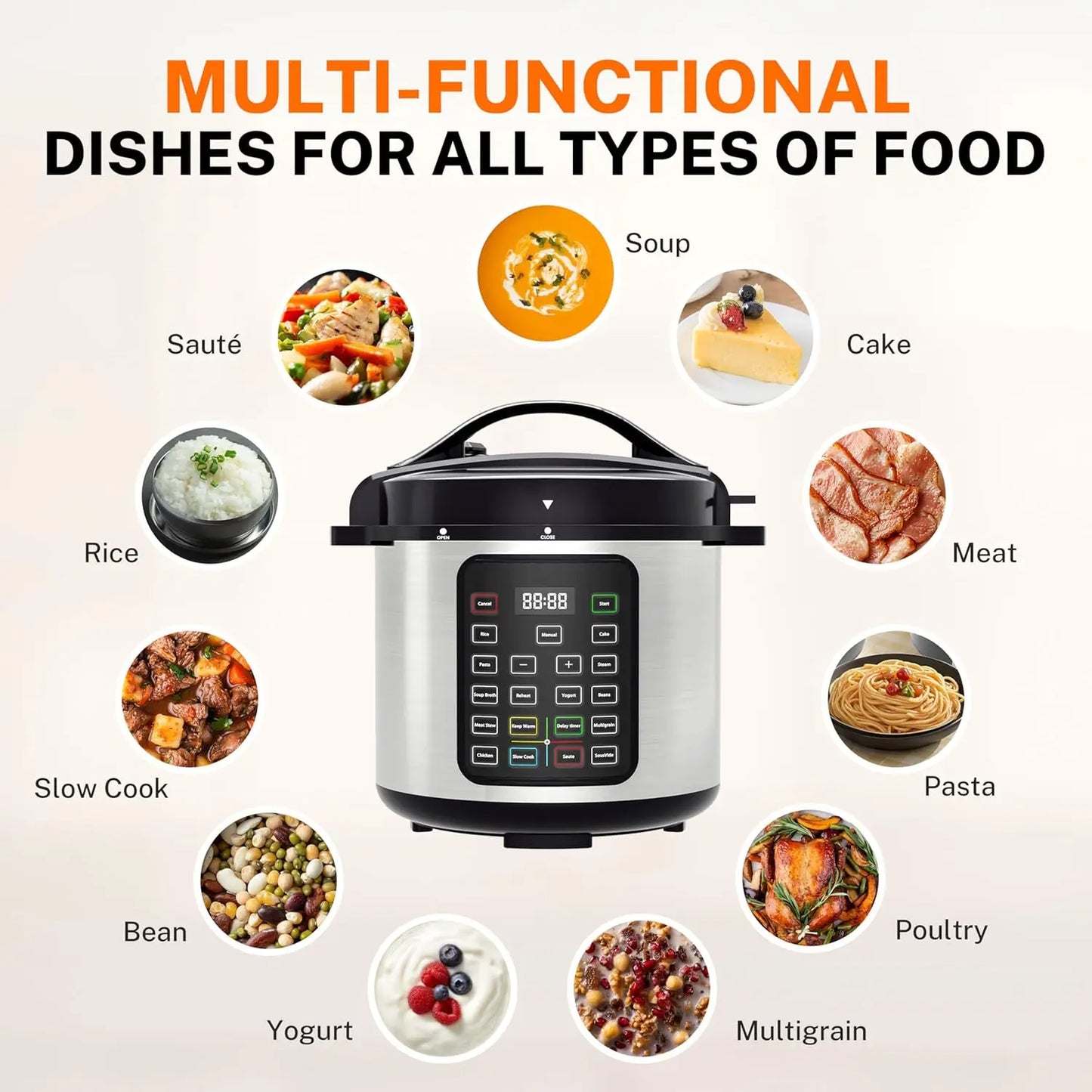 Xmsj Stainless Steel Electric Pressure Cooker Slow Dishwasher Safe Appliance