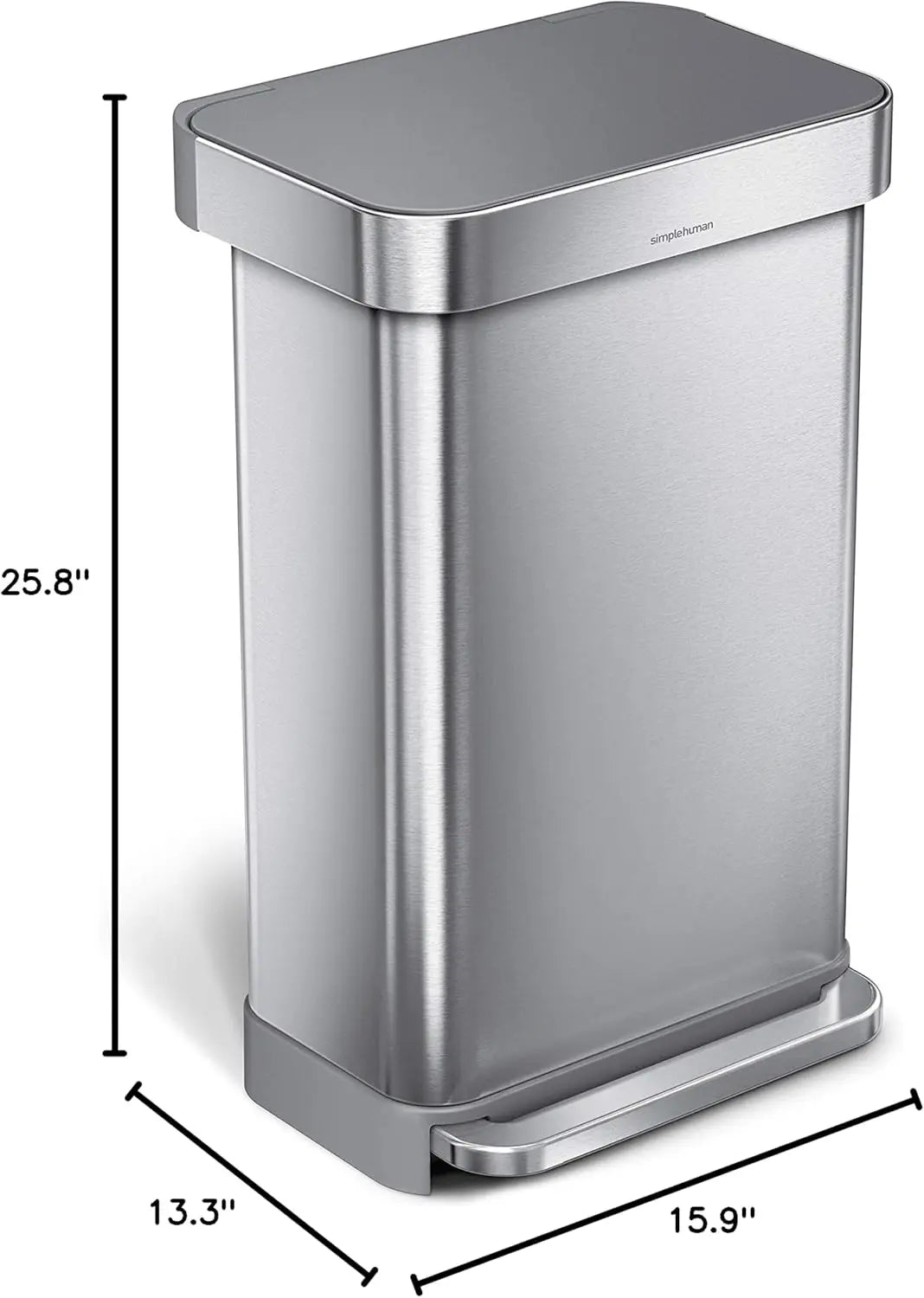 Hands Free Kitchen Step Trash Can With Soft Close Lid