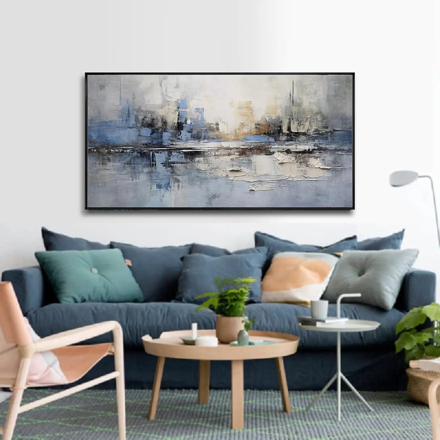 Abstract Framed Canvas Wall Art for Living Room Decor