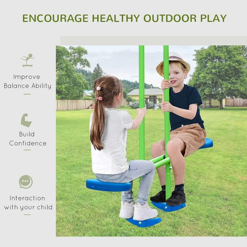 Outsunny Metal Swing Set With Glider And Two Seats