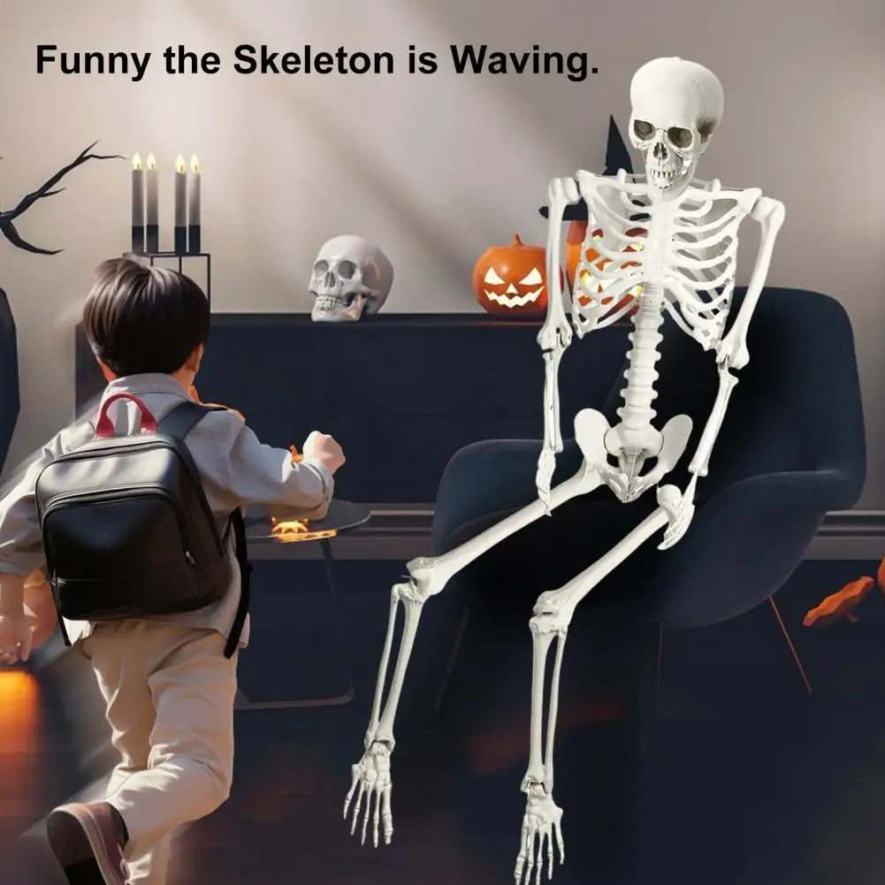 Poseable Skeleton Prop for Halloween Decoration and Party
