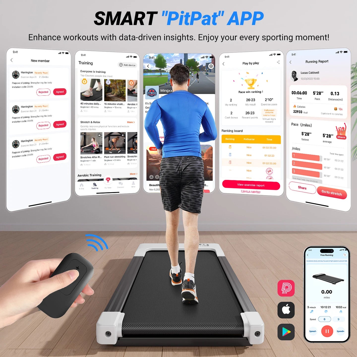 Portable Under Desk Treadmill with Remote Control for Home Office