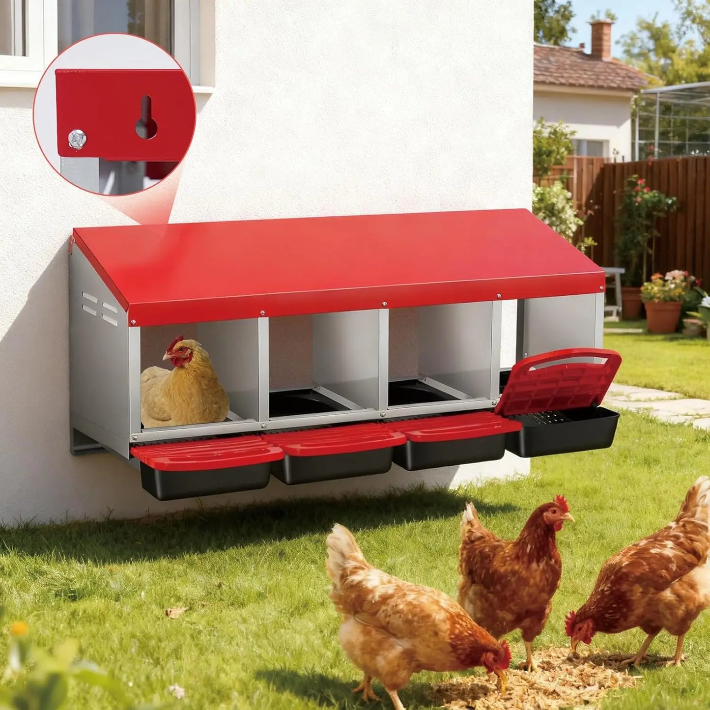 Automatic Rollout Metal Chicken Nesting Box With Collection Tray