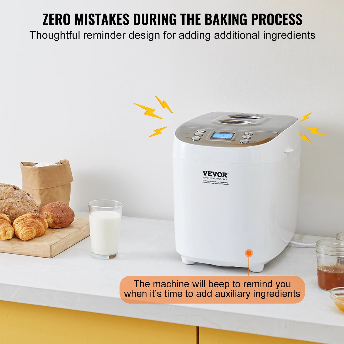 15-in-1 Automatic Bread Maker With Ceramic Pan – 2 &amp; 3 lb