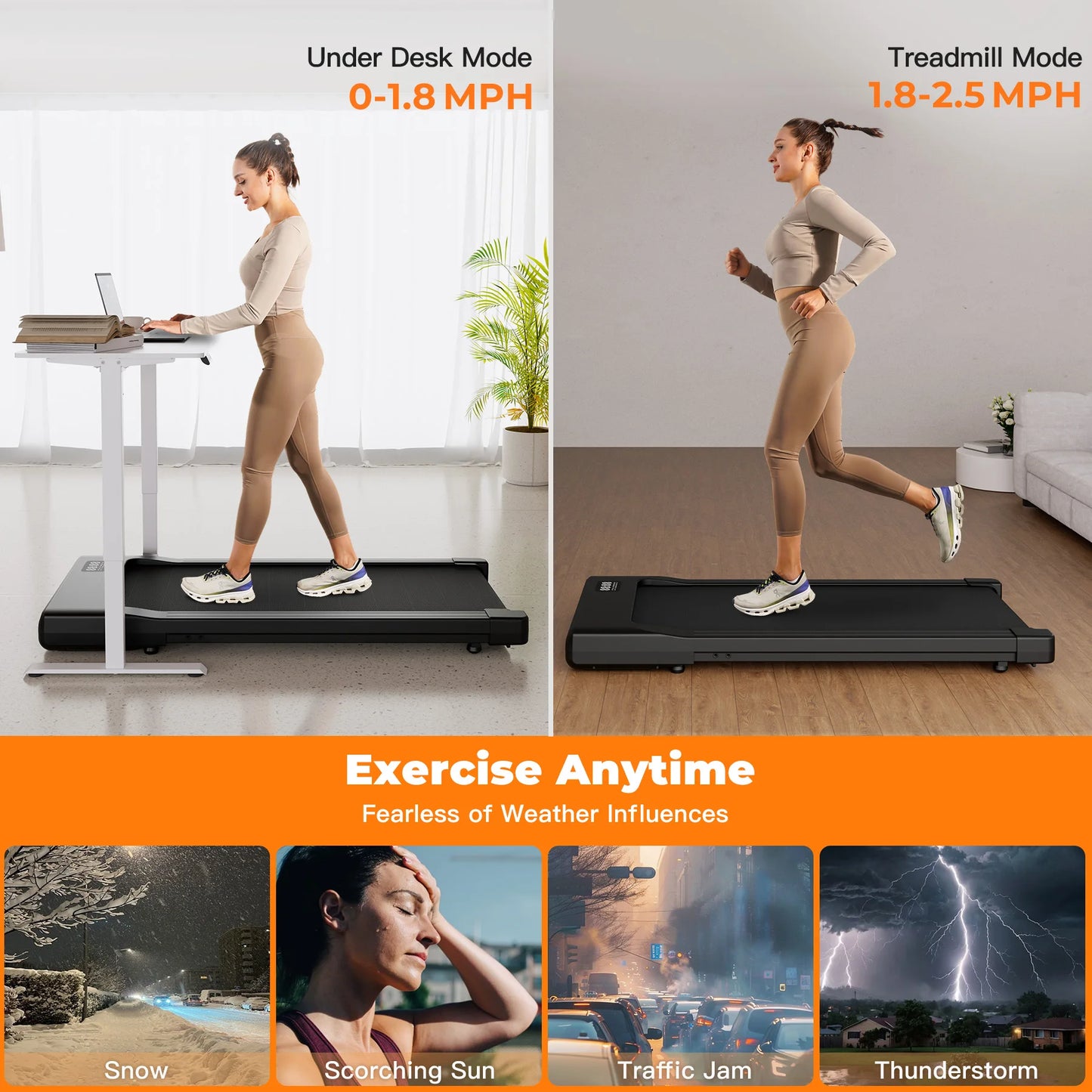 Portable Under Desk Treadmill with Remote Control for Home Office