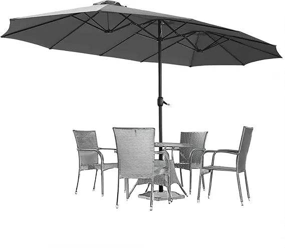 Solar Powered Patio Umbrella With LED Lights And Crank