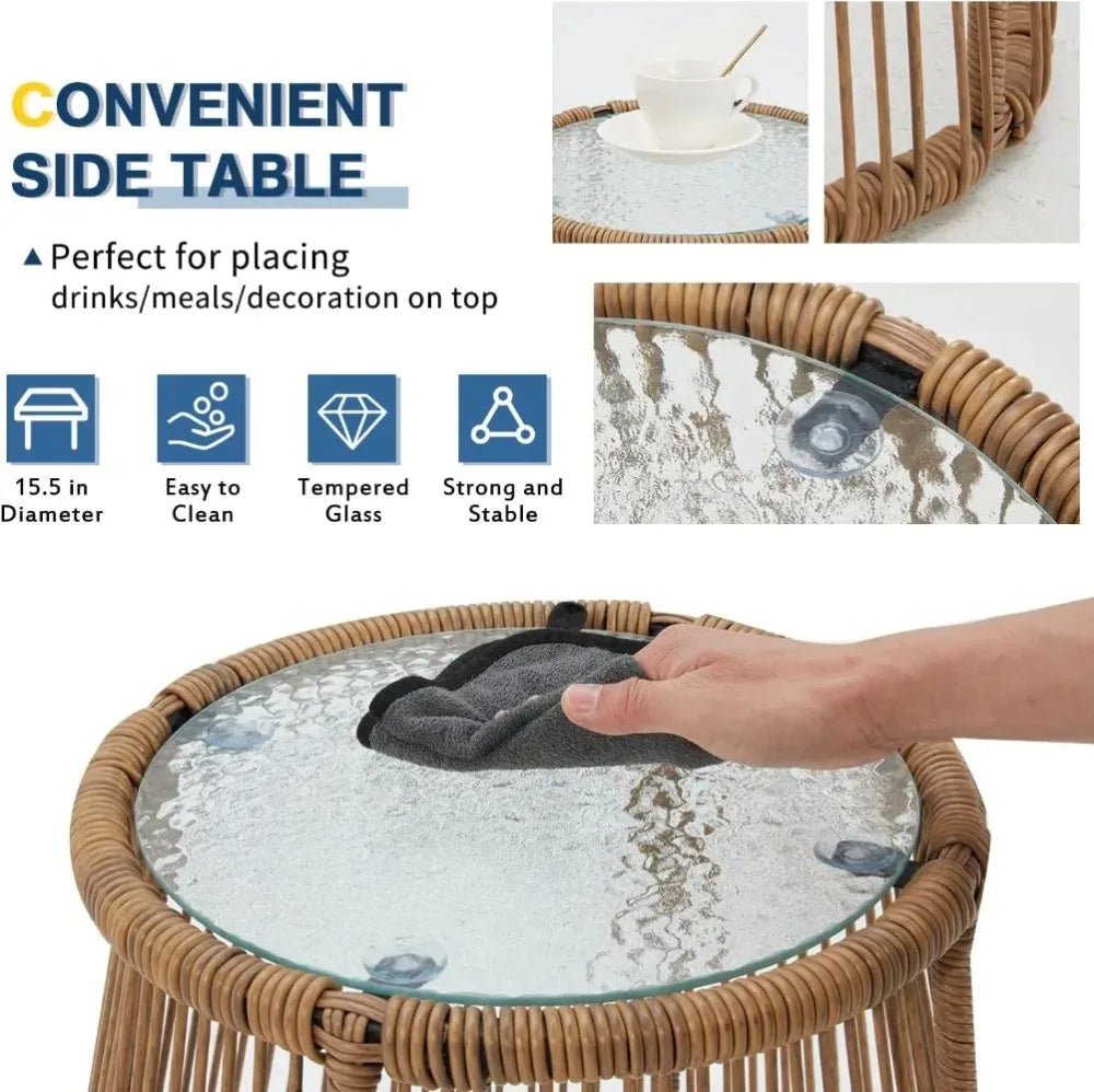 L Shaped Patio Conversation Set With Glass Table Cushions