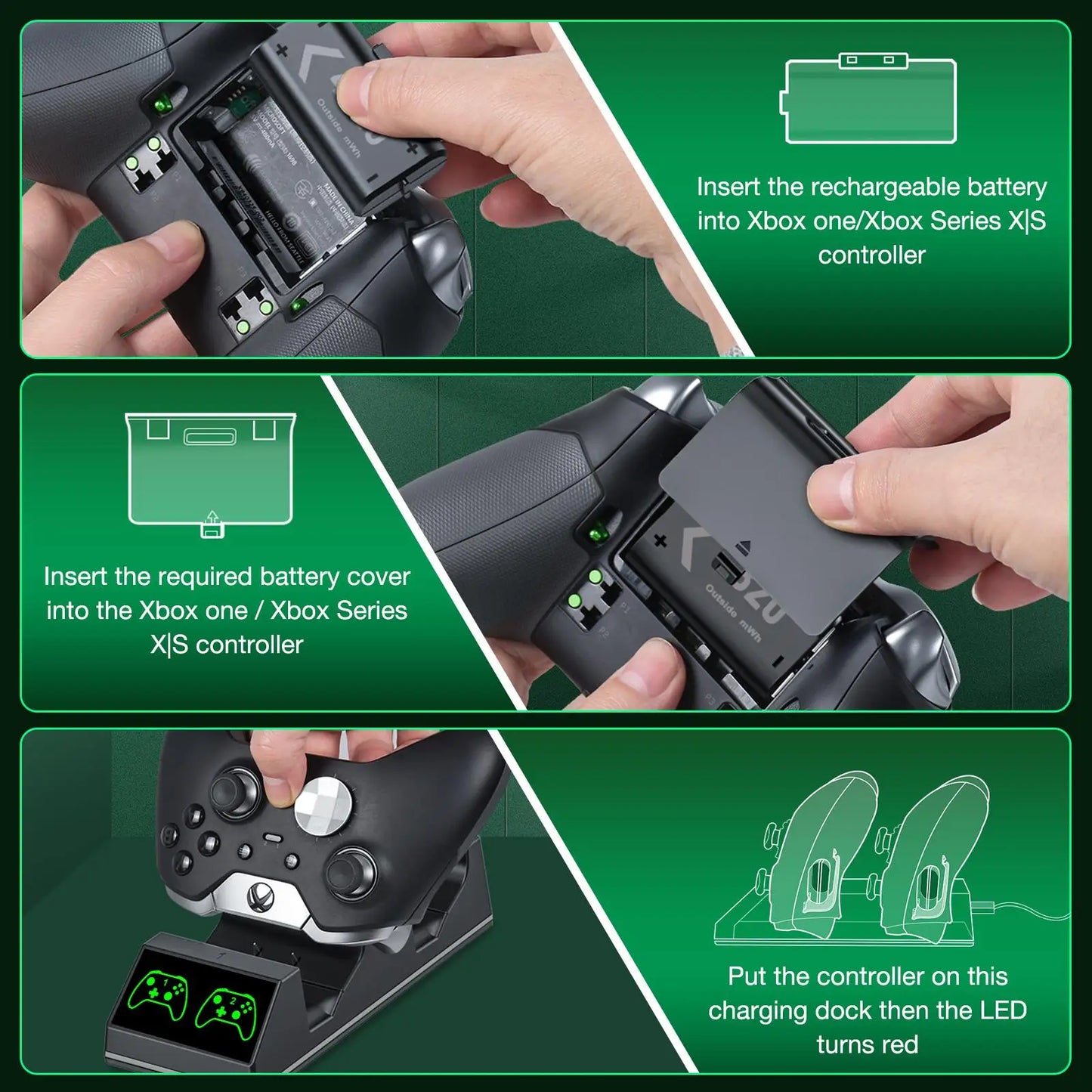 BEBONCOOL Rechargeable Battery Pack for Xbox Controllers