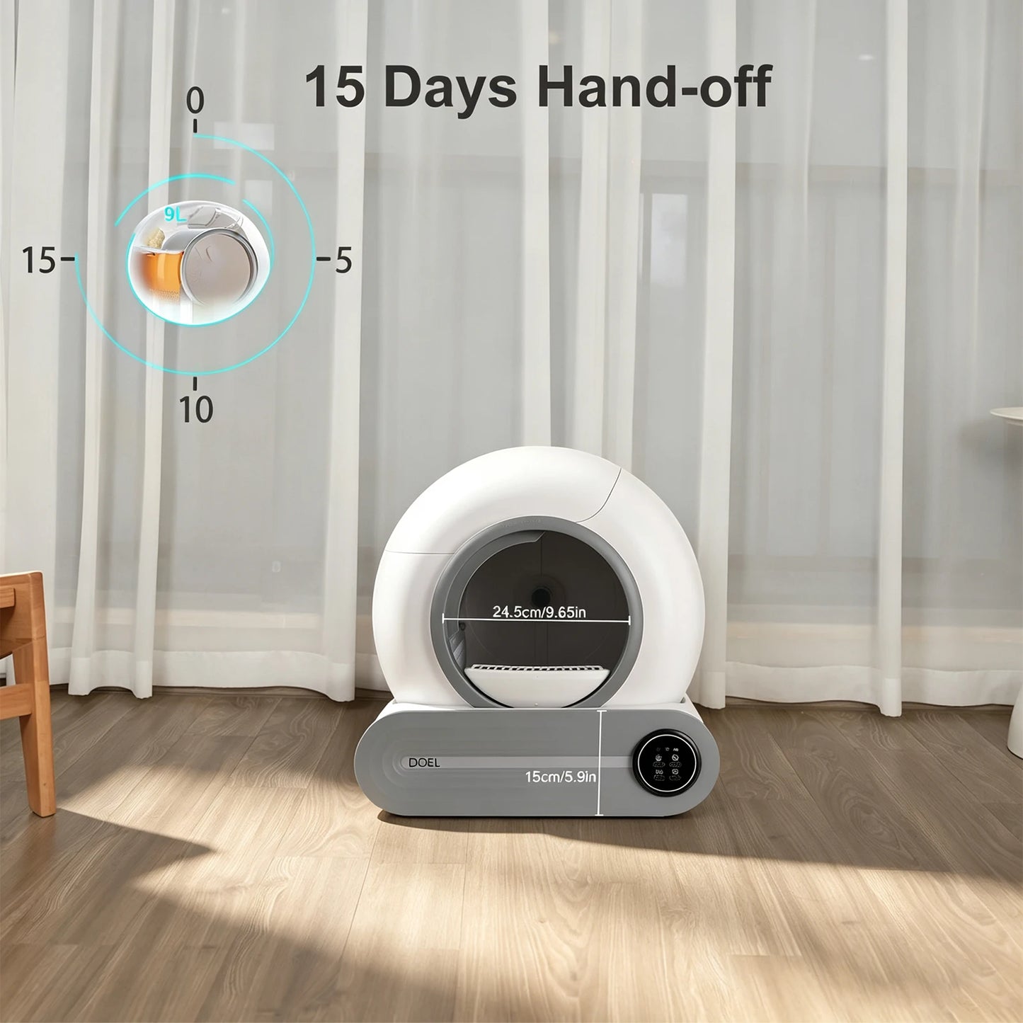 DOEL 65L Smart Self-Cleaning Cat Litter Box with App Control