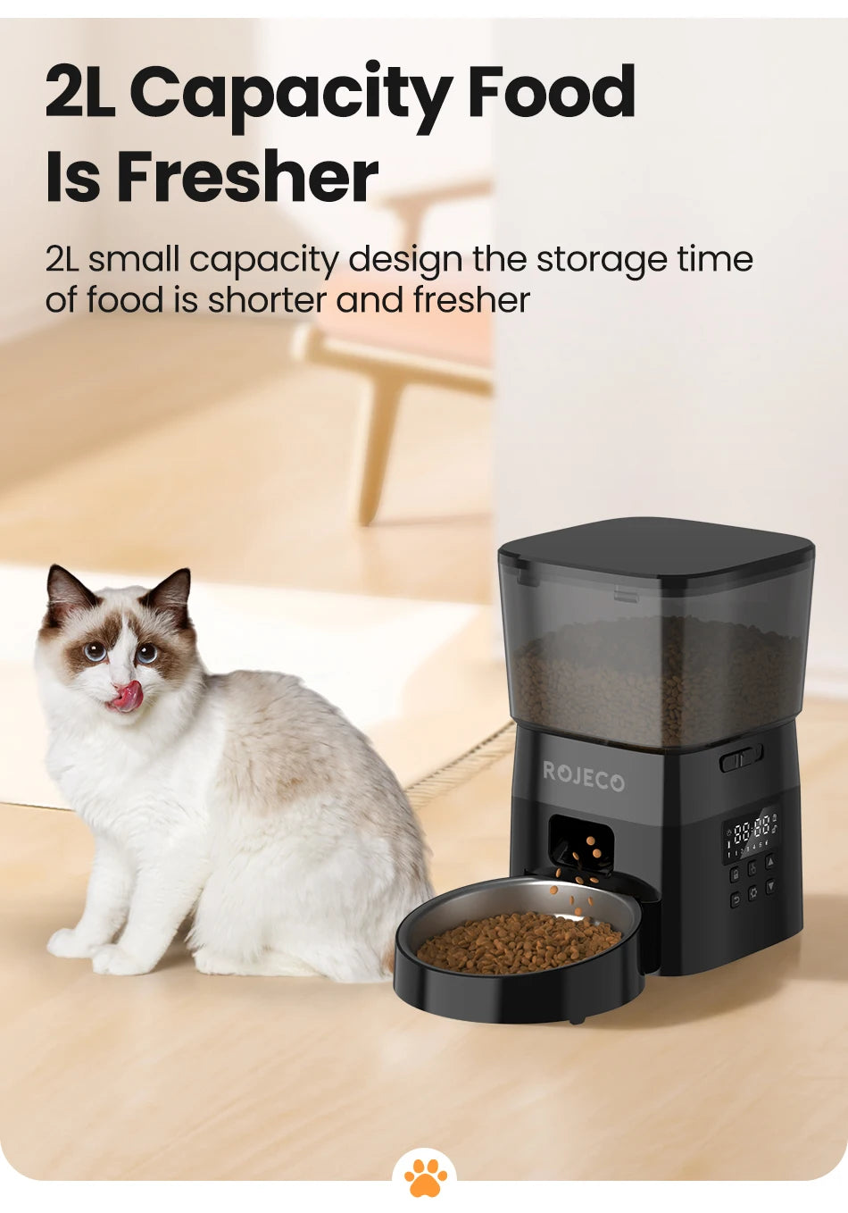 Rojeco Automatic Pet Feeder For Cats With Smart Control