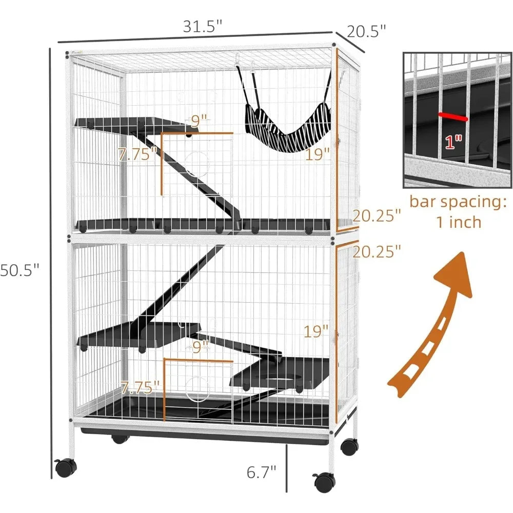Spacious 5-Tier Small Animal Cage with Hammock Accessory