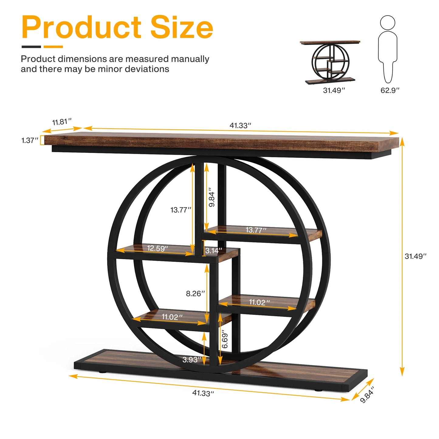 Industrial Console Table For Narrow Entryway Hallway Thick Top