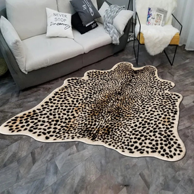 Leopard Print Faux Cowhide Rug For Living Room Decor