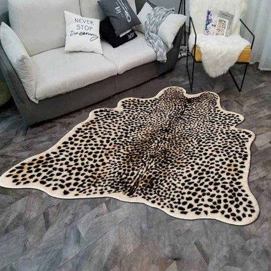 Leopard Print Faux Cowhide Rug For Living Room Decor