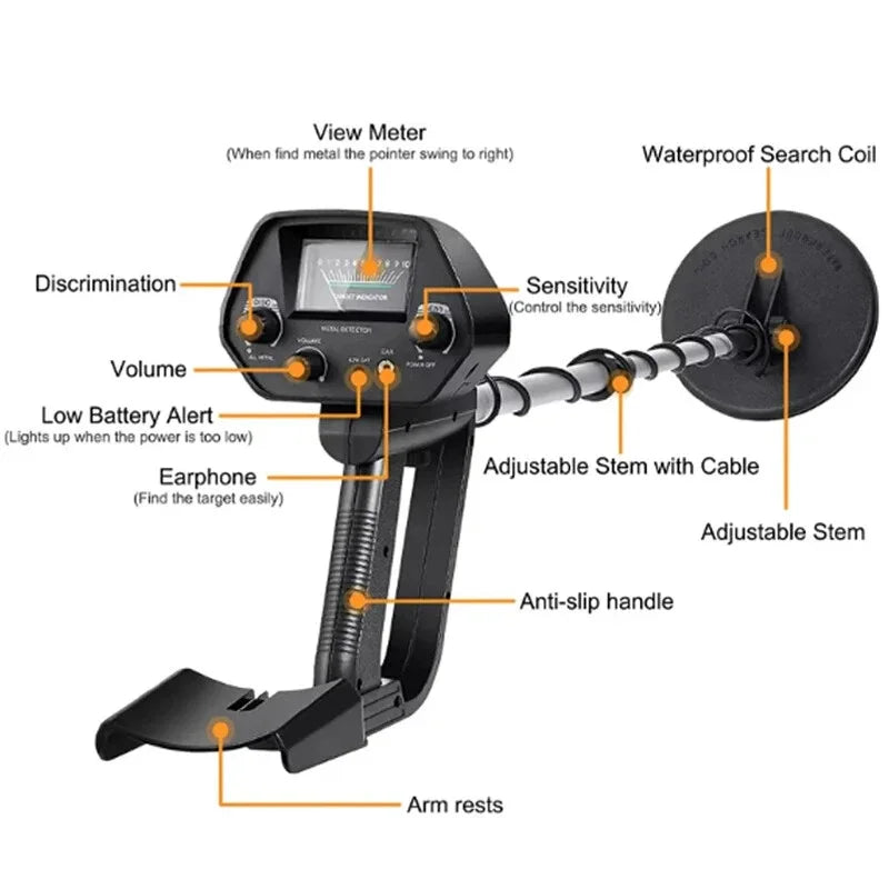 High Accuracy Waterproof Metal Detector for Treasure Hunting