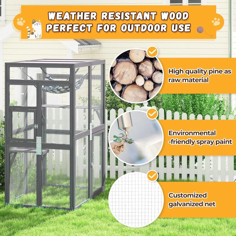 Enhanced Outdoor Cat Enclosure With Indoor Patio And Window Access