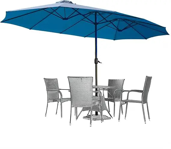 Solar Powered Patio Umbrella With LED Lights And Crank