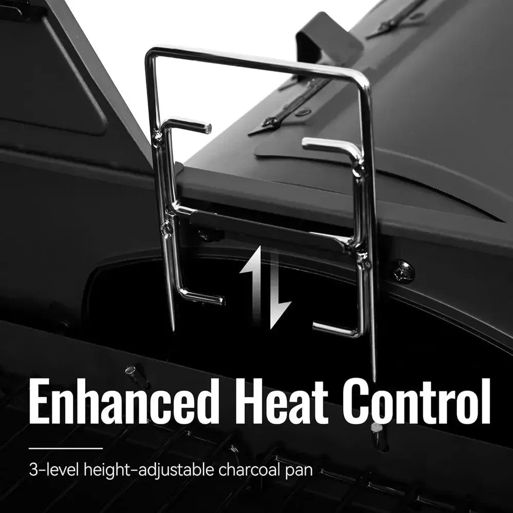 4-in-1 Dual-Fuel Gas & Charcoal Grill with Smoker & Side Burner
