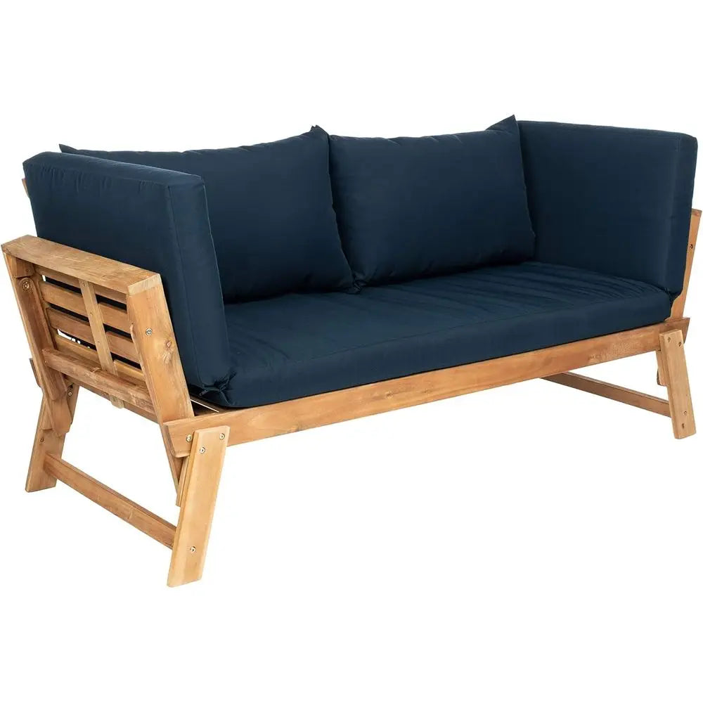 Contemporary Outdoor Daybed For Patio With Cushioned Seat Wood Frame