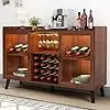 Modern Wine Bar Cabinet With LED Wine Rack And Storage