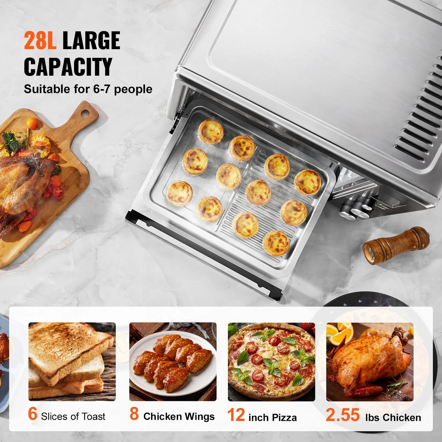 13-in-1 29.6-Quart Air Fryer Toaster Oven with Rotisserie