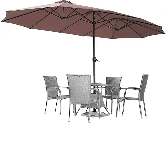 Solar Powered Patio Umbrella With LED Lights And Crank