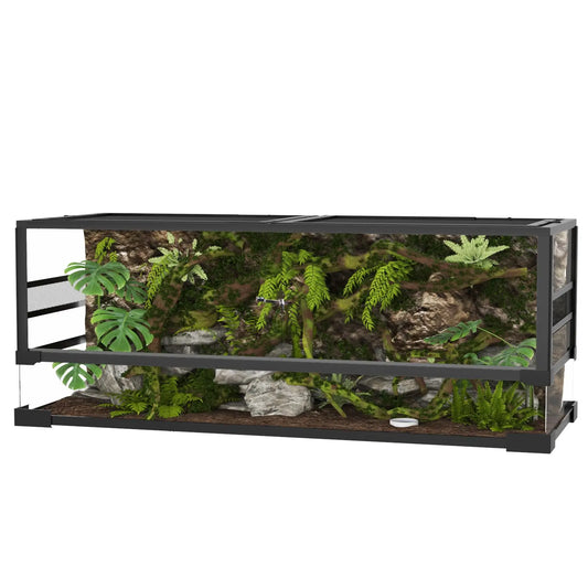 Tempered Glass Reptile Terrarium Top Screen Featuring Anti Escape Hinges