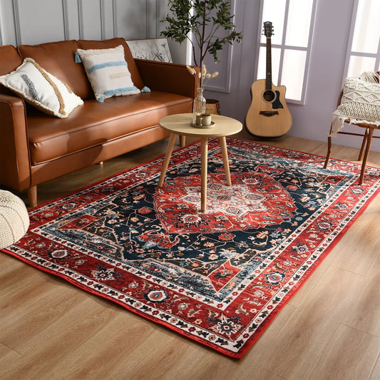 Boho Vintage Washable Non-Slip Soft Accent Bedroom Rug