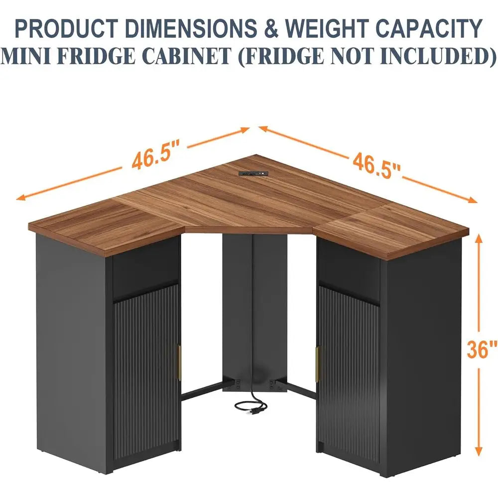 Corner Bar Cabinet With Fridge Space L Shaped Storage