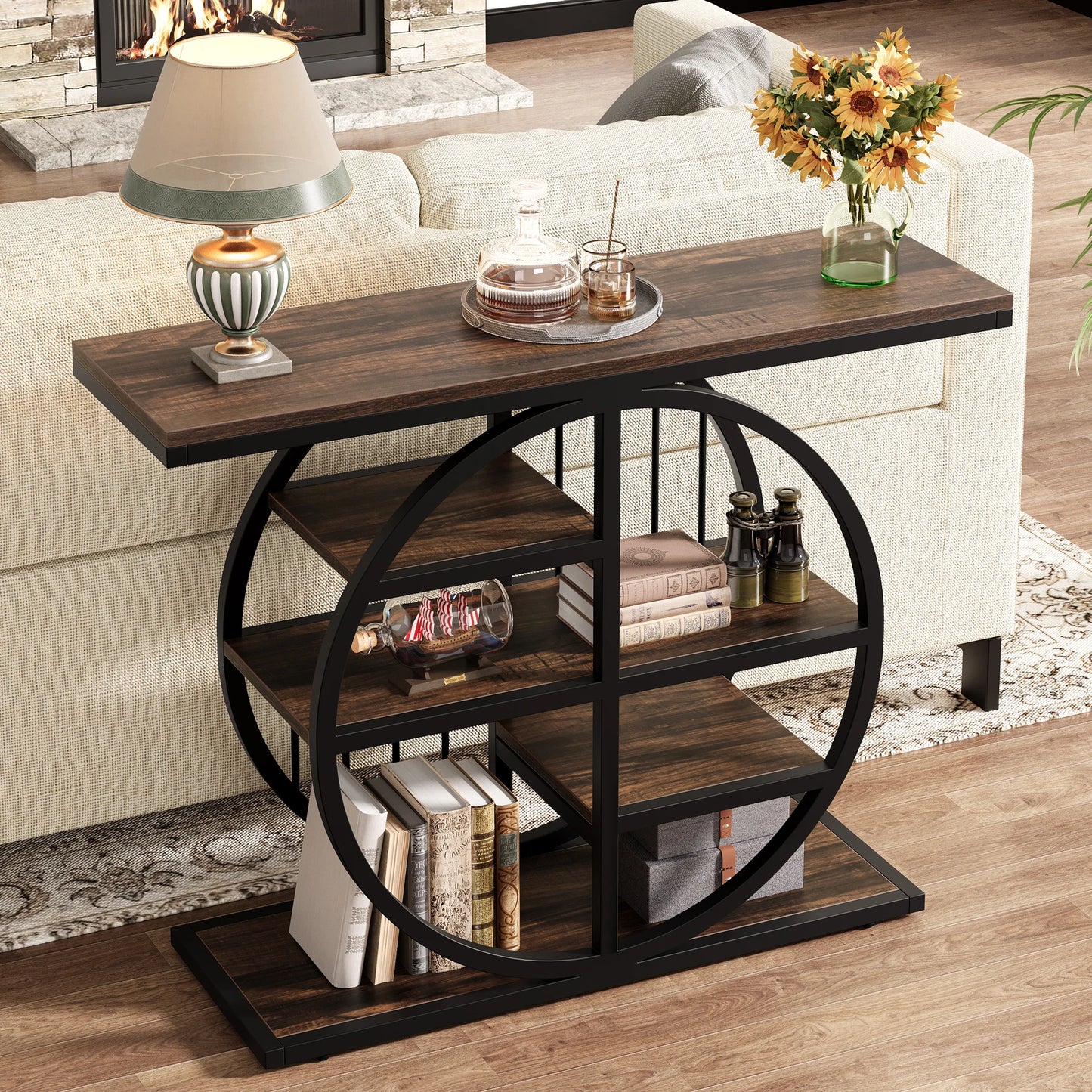 Industrial Console Table For Narrow Entryway Hallway Thick Top