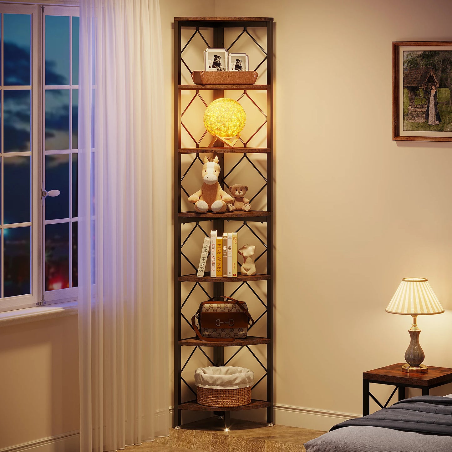 Tribesigns 7 Tier Industrial Corner Shelf For Small Spaces