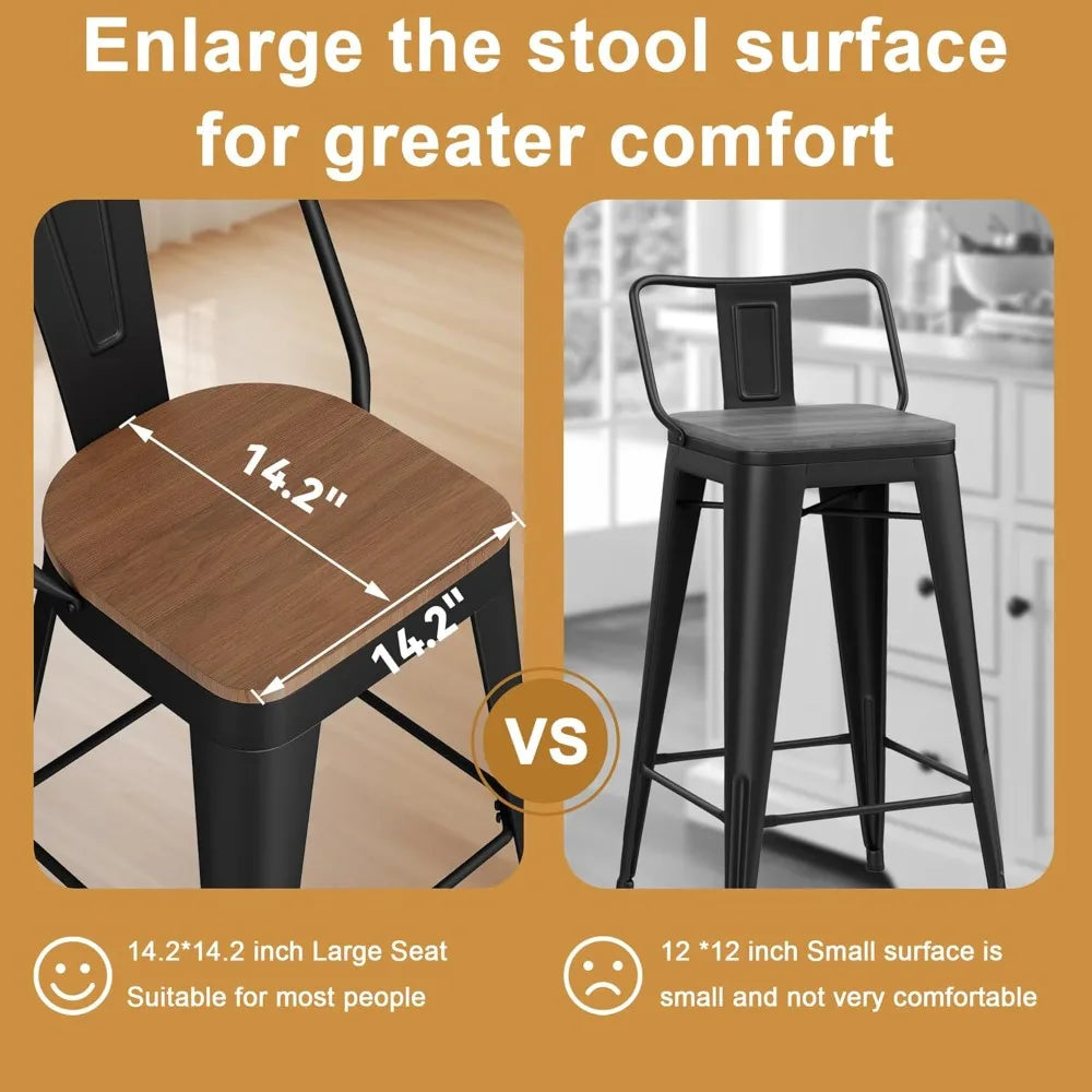 Modern Metal Bar Stools Set Of Four With High Back