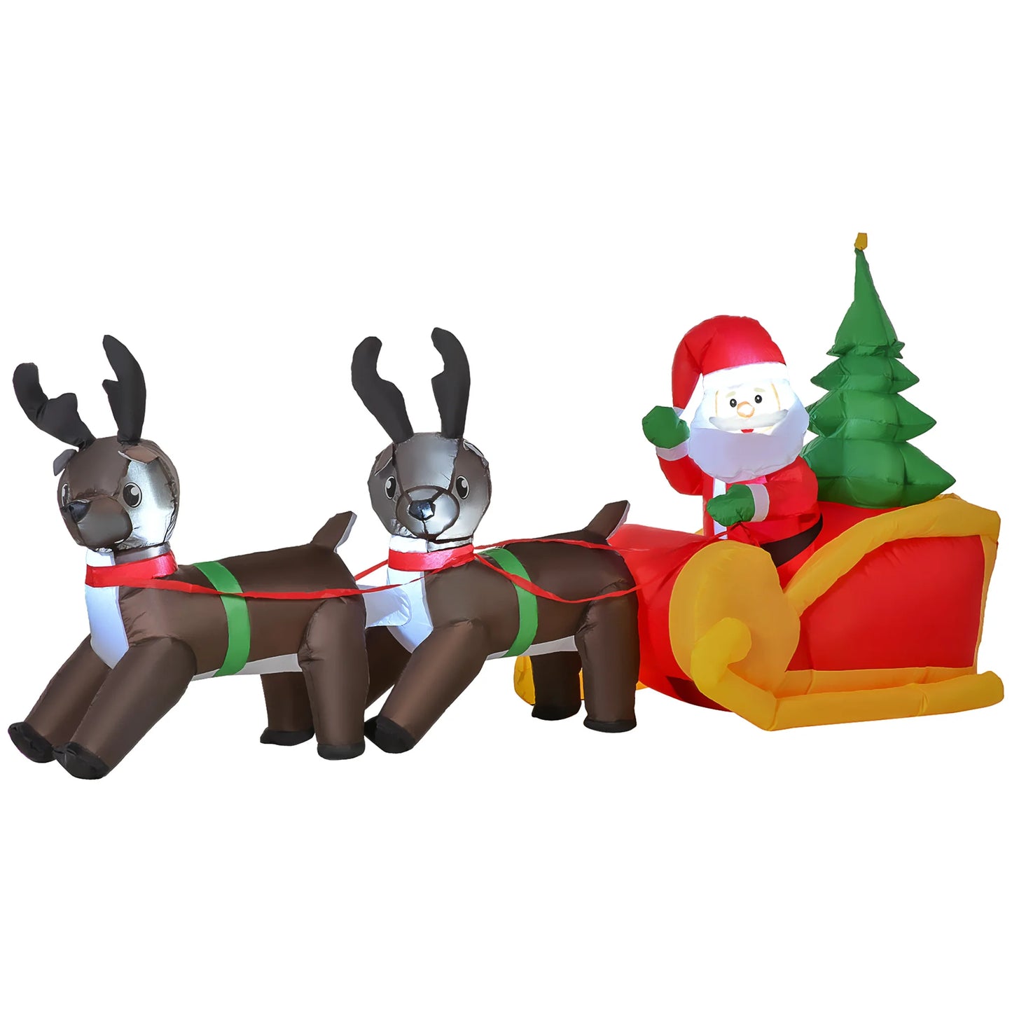 Self Inflating Santa Claus Sleigh And Reindeer Scene