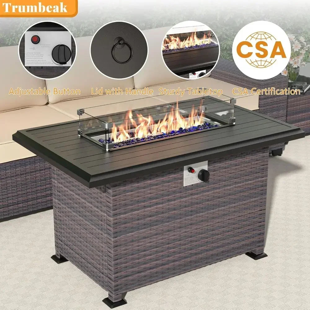 10-Piece Outdoor Patio Furniture Set With Fire Pit Table And Sofas