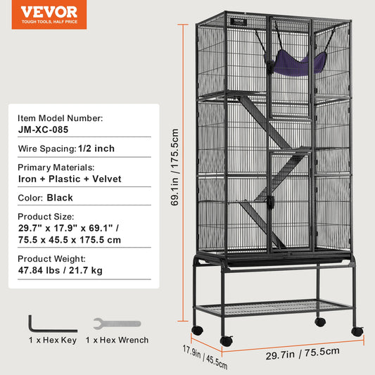 Large Rolling Metal Ferret Cage for Small Animals