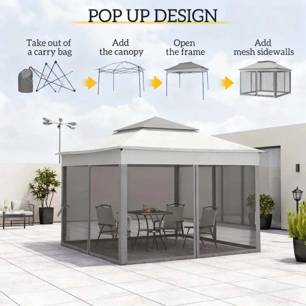 Pop-Up Canopy 10.5' x 10.5' Gazebo with Mesh Screen Walls | Portable Outdoor Shelter