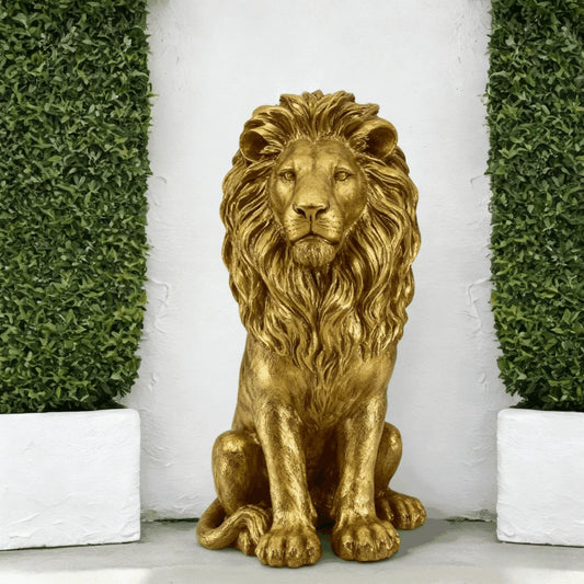 Resin Lion Guardian Statue For Outdoor Garden And Patio Decor