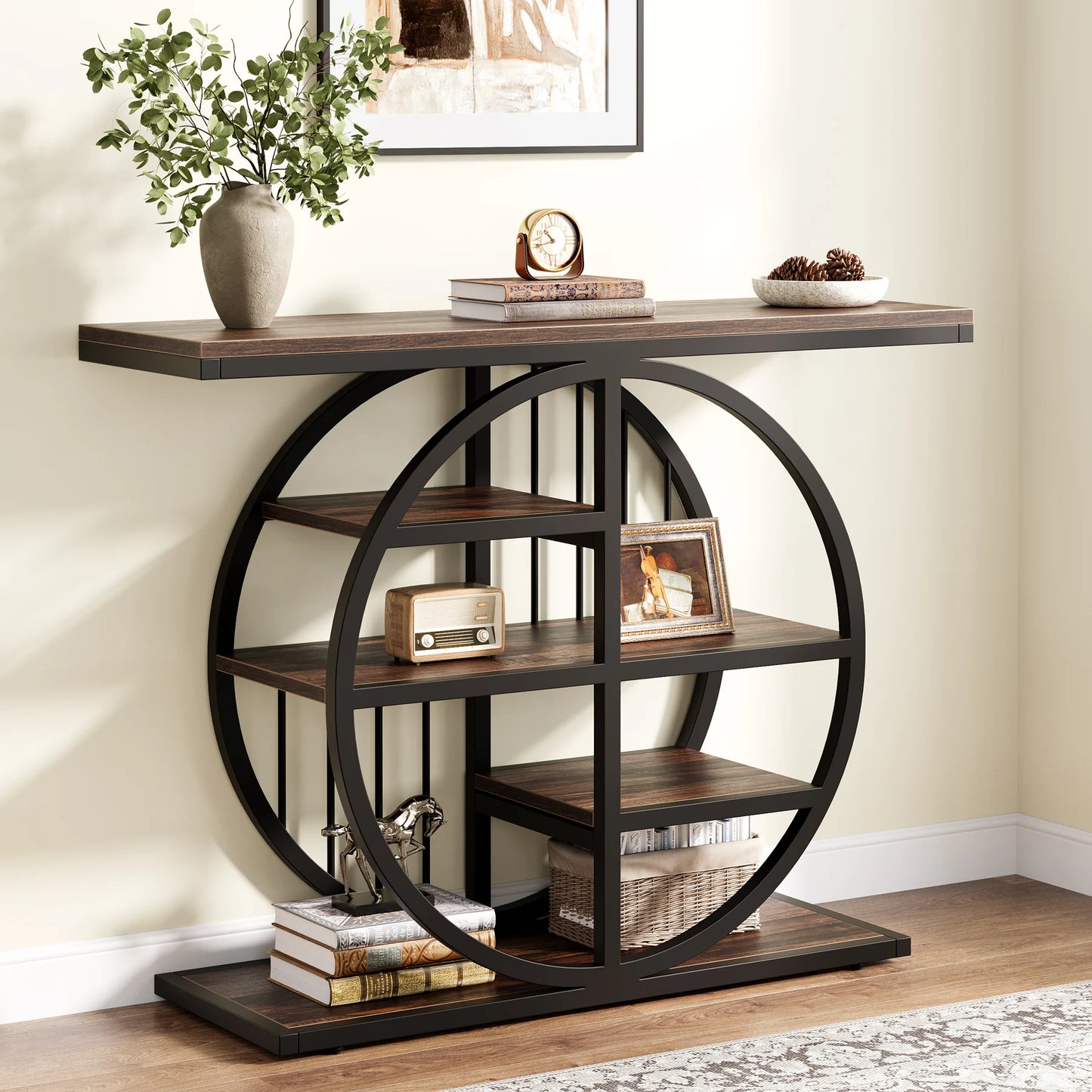 Industrial Console Table For Narrow Entryway Hallway Thick Top
