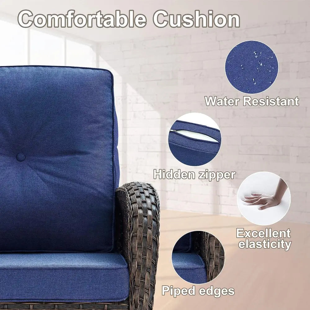 Patio Swivel Glider Wicker Chairs With Cushions For Outdoor Seating