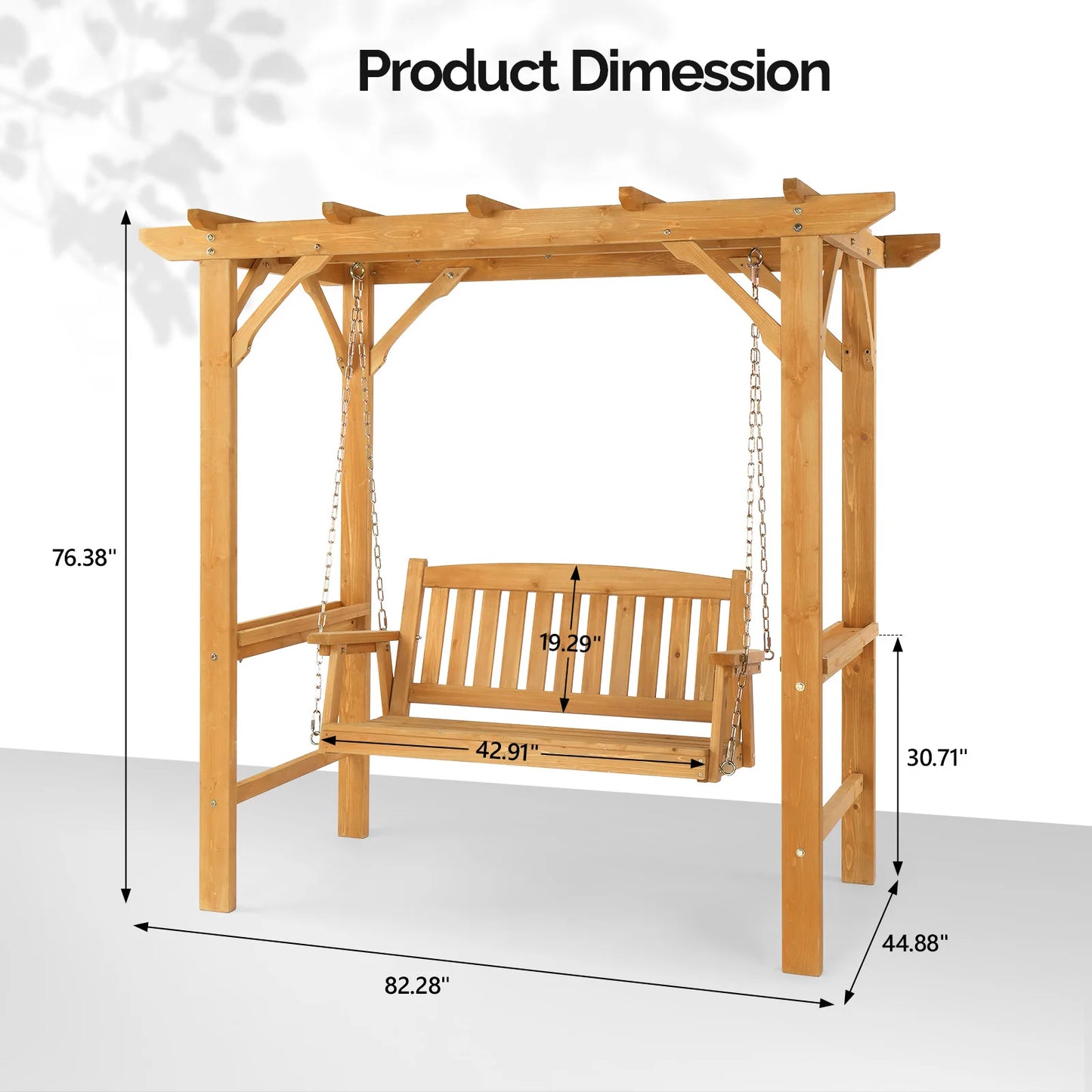 Wooden Swing Set With Bench For Outdoor Patio Garden