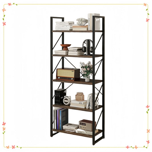 Industrial Five Tier Bookshelf Ladder Storage Organizer