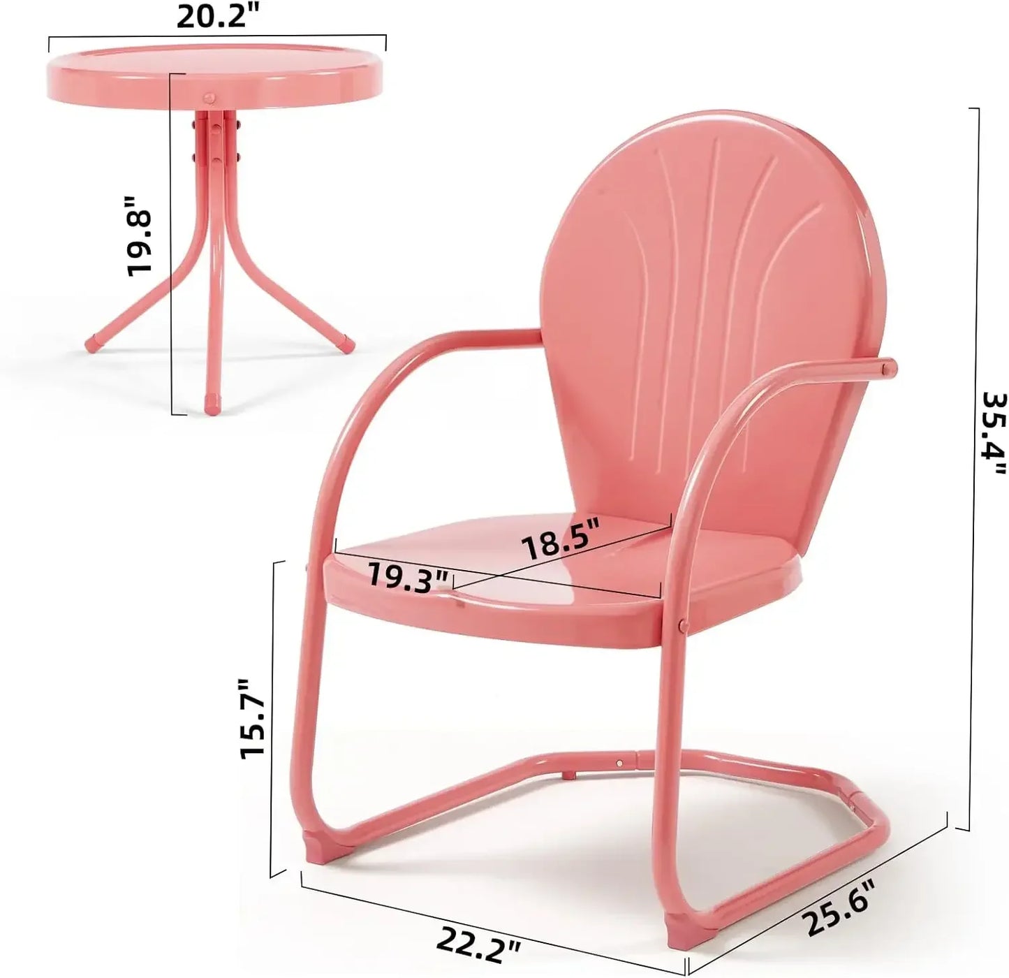 Outdoor Retro Metal Lawn Chair Set With Round Side Table